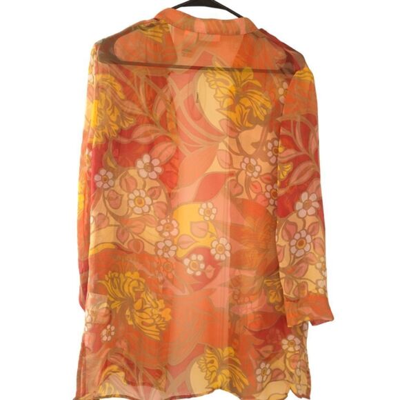 Liz Baker Sheer Floral Blouse, Size S - Picture 2 of 3